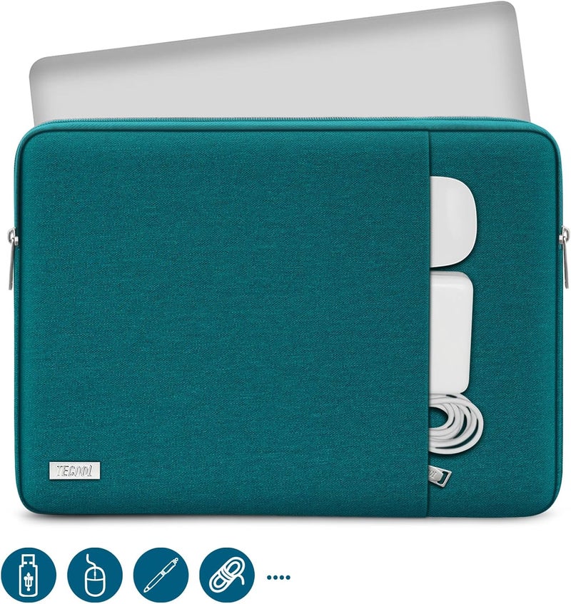 تيكول حقيبة كمبيوتر محمول مقاس 15.6 بوصة لأجهزة HP وDell وLenovo وAcer وChromebook وAsus Vivobook 15 وMacBook Pro M1 M2 2023 مقاس 16 بوصة، حقيبة كمبيوتر محمول مقاومة للماء مقاس 15/16 بوصة (أخضر داكن) - Image 2