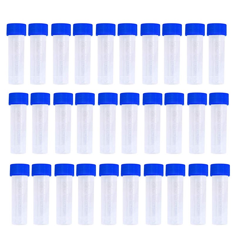 Twdrer 50PCS 5ml Plastic Graduated Vial Tube with Screw Caps,Small Test Sample Bottles Tubes Container with Lid - Image 1