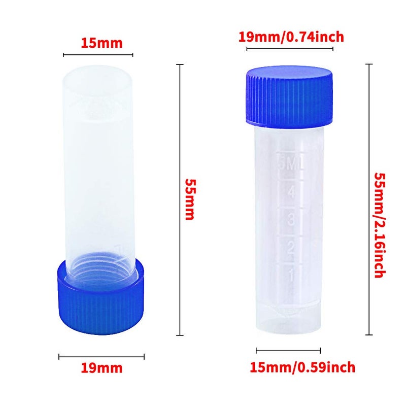 Twdrer 50PCS 5ml Plastic Graduated Vial Tube with Screw Caps,Small Test Sample Bottles Tubes Container with Lid - Image 2