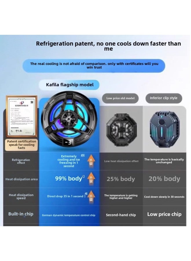 Mobile Phone Radiator Semiconductor Water Cooling Artifact Refrigeration Ice-sealed Back Clip Magnetic Pro Fan For China-Color:Star Live Model [ultra Quiet Cooling]★Overclocking Semiconductor Refrigeration❄Extremely Fast Cooling❄Temperature Digital Display❄Magnetic Back Clip 2-in-1】  - Image 5
