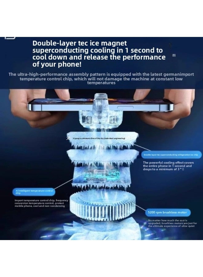 Mobile Phone Radiator Semiconductor Water Cooling Artifact Refrigeration Ice-sealed Back Clip Magnetic Pro Fan For China-Color:Star Live Model [ultra Quiet Cooling]★Overclocking Semiconductor Refrigeration❄Extremely Fast Cooling❄Temperature Digital Display❄Magnetic Back Clip 2-in-1】  - Image 4