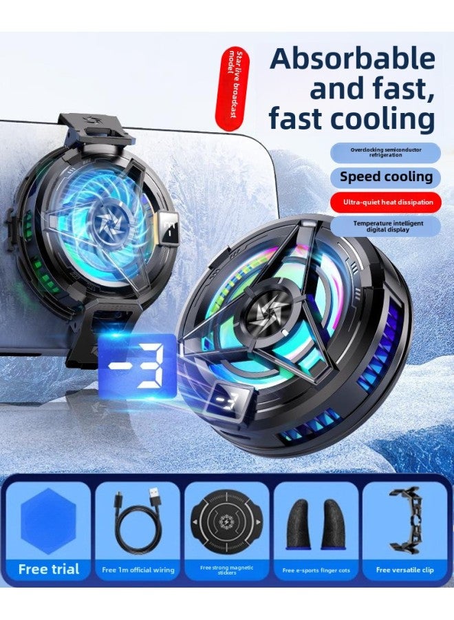 Mobile Phone Radiator Semiconductor Water Cooling Artifact Refrigeration Ice-sealed Back Clip Magnetic Pro Fan For China-Color:Star Live Model [ultra Quiet Cooling]★Overclocking Semiconductor Refrigeration❄Extremely Fast Cooling❄Temperature Digital Display❄Magnetic Back Clip 2-in-1】  - Image 1