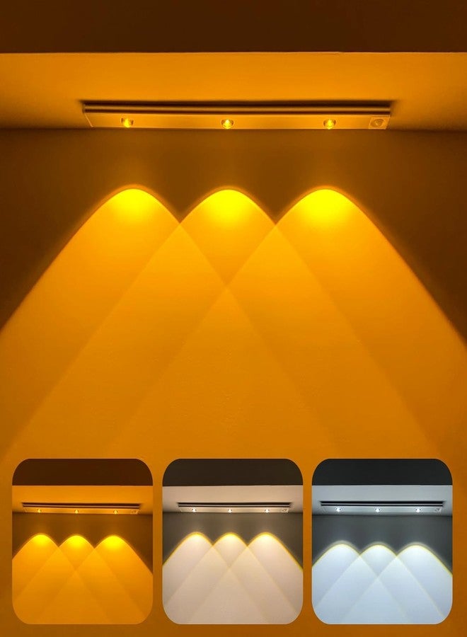 فلاينجو مصباح LED بلاستيكي بمستشعر حركة من FLYNGO، يُركّب أسفل الخزانة، بثلاثة أوضاع ألوان، مع خاصية التعتيم التدريجي، مناسب للخزائن، المطابخ، الخزائن، غرف النوم، والدواليب (40 سم أبيض). - Image 1