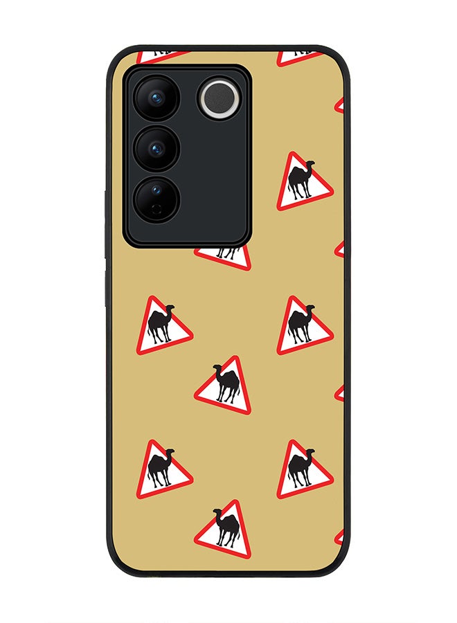 Stylizedd Rugged Black Edge case for Vivo V27 / Vivo V27 Pro / Vivo S16, Slim fit Soft Case Flexible Rubber Edges Anti Drop TPU Gel Thin Cover - Camel Signs - Image 1