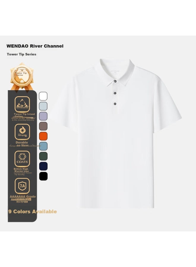 ASK Wendao Tower Top Series Egyptian Long-staple Cotton 7a Antibacterial High-end Polo Shirt W8120 White 4XL - Image 1