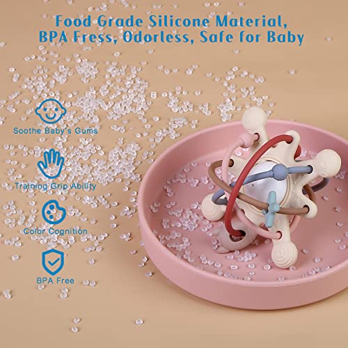 Eoopoon Baby Teether Toy for Babies 3 Months+, Silicone Baby Teething Toys, Rattle Sensory Teether Toy for Sore Gums, Baby Chew Toys for Sucking Needs, BPA Free, Milk White - Image 4