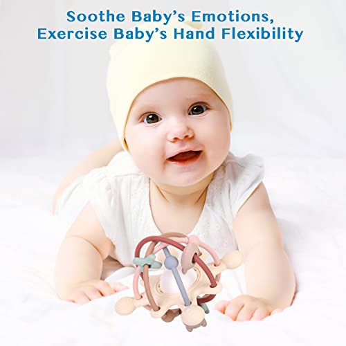 Eoopoon Baby Teether Toy for Babies 3 Months+, Silicone Baby Teething Toys, Rattle Sensory Teether Toy for Sore Gums, Baby Chew Toys for Sucking Needs, BPA Free, Milk White - Image 5