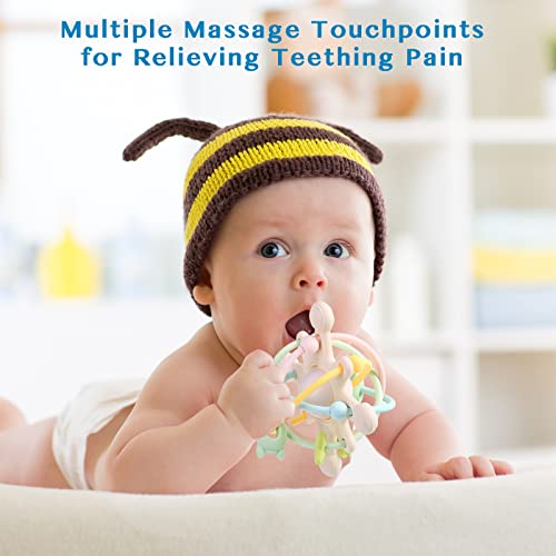 Eoopoon Baby Teether Toy for Babies 3 Months+, Silicone Baby Teething Toys, Rattle Sensory Teether Toy for Sore Gums, Baby Chew Toys for Sucking Needs, BPA Free, Milk White - Image 3