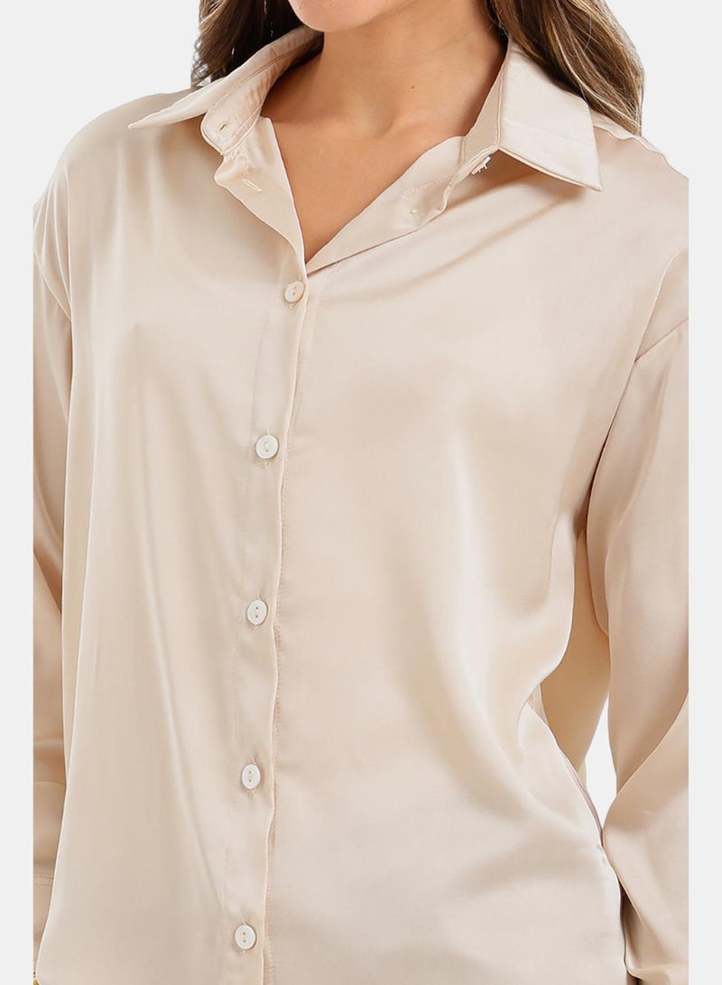 Carina Button-Down Satin Shirt - Image 5