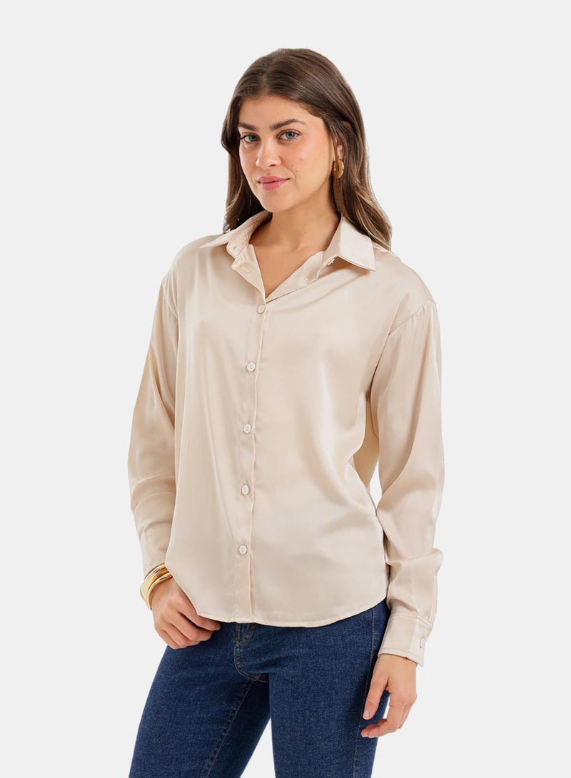 Carina Button-Down Satin Shirt - Image 3