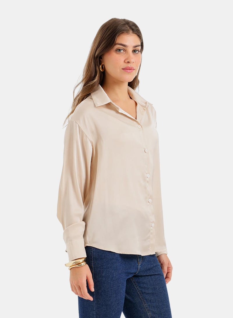 Carina Button-Down Satin Shirt - Image 2