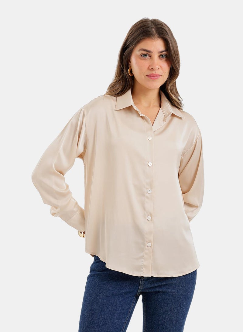 Carina Button-Down Satin Shirt - Image 1