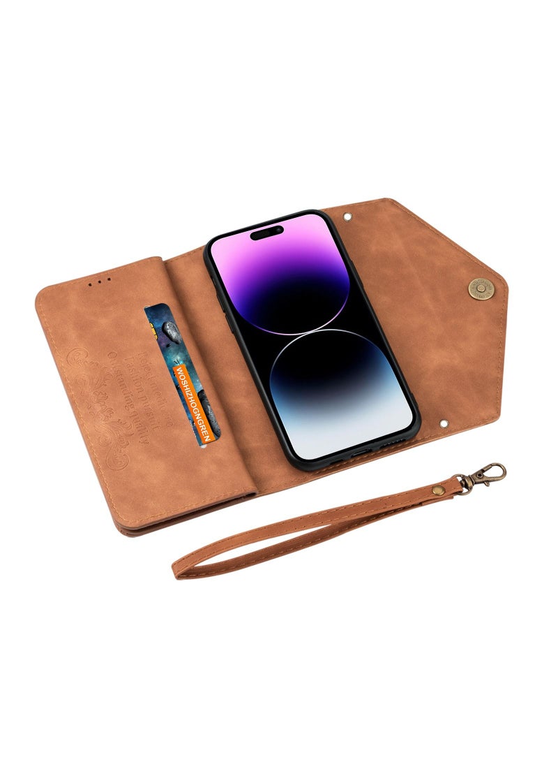 Suteni Flip Cover Leather Protective Hidden Card Slots Phone Case for iPhone - Image 2