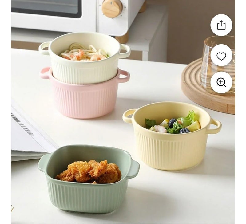Generic Pastel Ceramic Ramekins with Double Handles, Porcelain Souffle Dishes, Multi-Colour .ni - Image 3