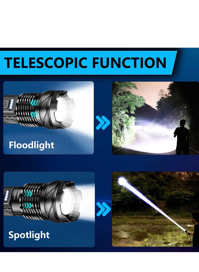 مصابيح LED قابلة لإعادة الشحن، مصباح فلاش فائق السطوع بقوة 90000 لومن، 7 أوضاع مع مصباح عمل COB، مقاومة للماء IPX6، مصباح يدوي قوي قابل للتعديل للاستخدام المنزلي والتخييم وحالات الطوارئ - Image 4