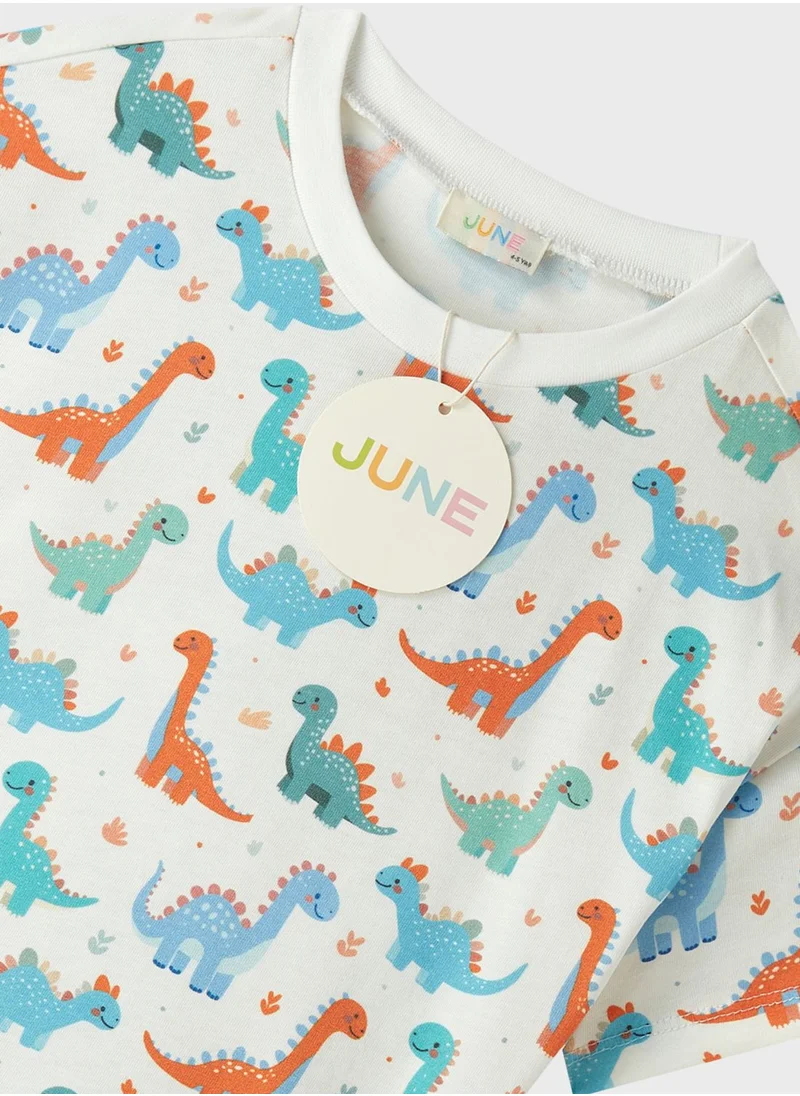 JUNE Kids Crew Neck T-Shirt And Shorts Set