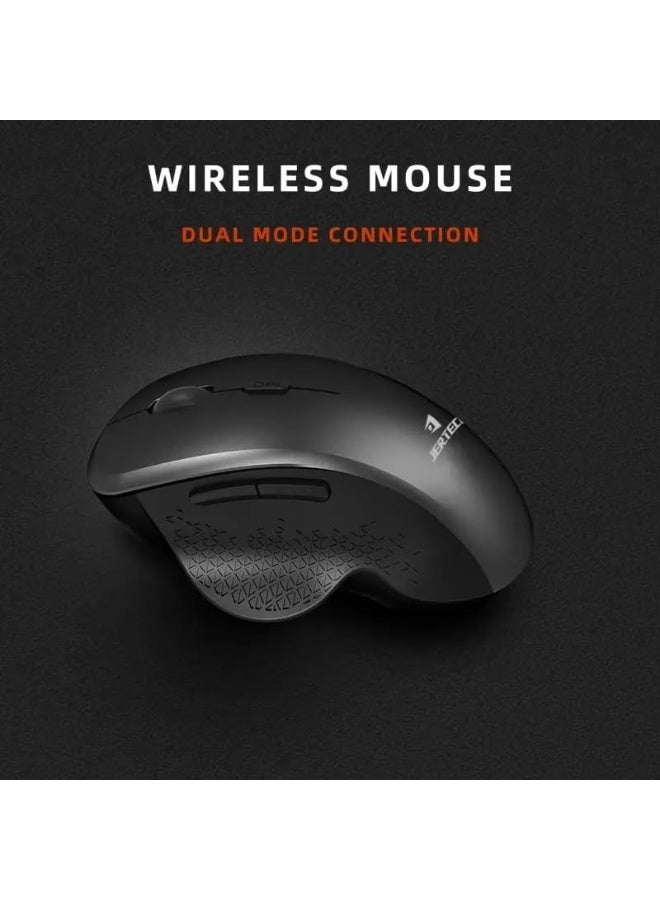 JERTECH Elite W500 Silent Rechargeable Dual Mode Bluetooth / 2.4G Wireless Mouse 10m – 6 Buttons – Power Saving On/Off button – 2400 DPI – Lightweight – For Gaming Business | Black - Image 3