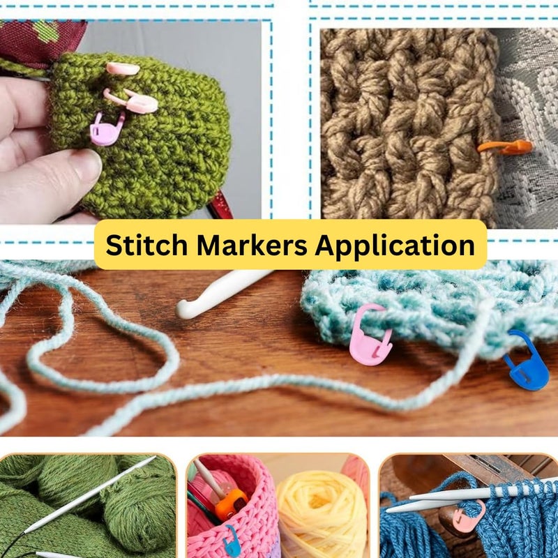 Artonezt U-Cable Stitch Holders Set, Large Eye Plastic Yarn Sewing Needle Set, Locking Knitting Crochet Stitch Markers Counter Needle Clip for Sweaters Socks Yarn Sewing Crochet - Image 5