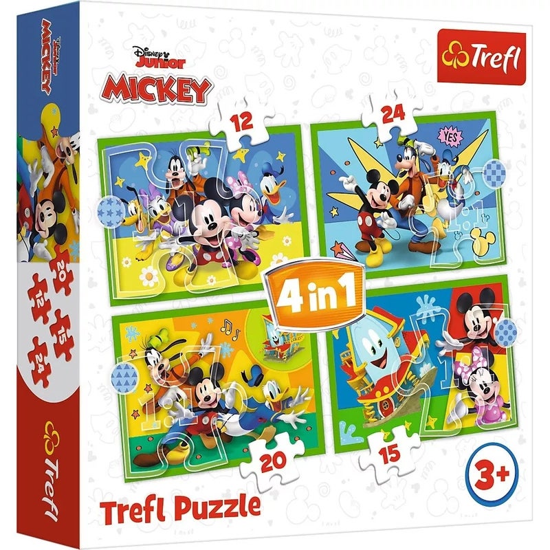 Trefl - Disney Mickey Mouse Among Friends 4 in 1 (12+20+15+24) Pieces - 34616 - Image 1