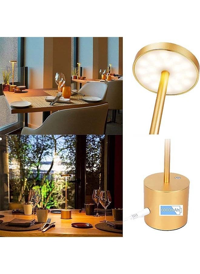 ADDFiT - New Style LED Rechargeable Cordless Portable USB Metal Table Lamp Gold - Image 1
