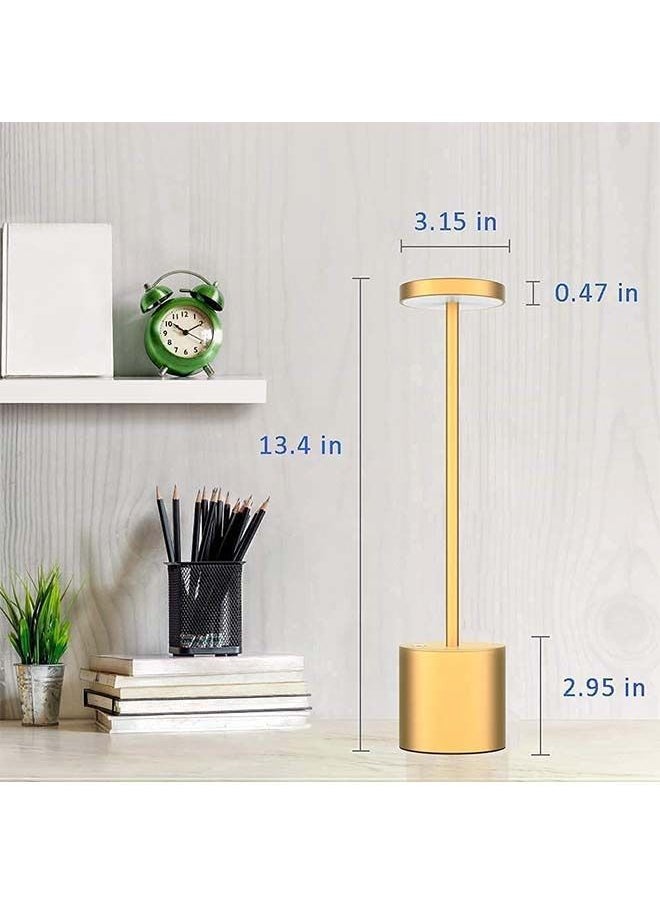 ADDFiT - New Style LED Rechargeable Cordless Portable USB Metal Table Lamp Gold - Image 1