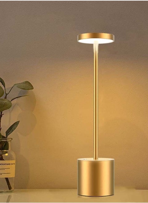 New Style LED Rechargeable Cordless Portable USB Metal Table Lamp Gold