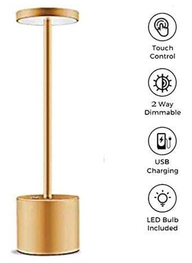 ADDFiT - New Style LED Rechargeable Cordless Portable USB Metal Table Lamp Gold - Image 1
