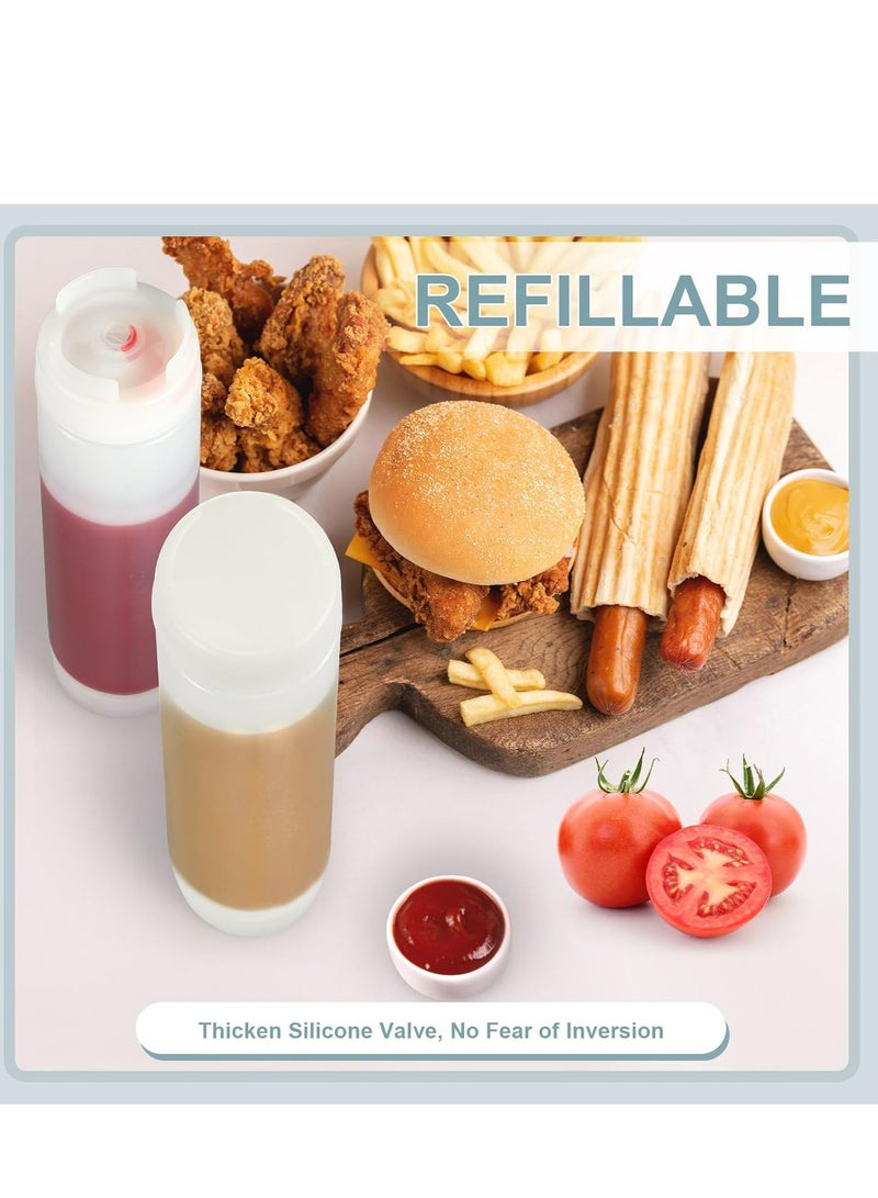 Oasisgalore 3 Pcs 16 oz Inverted Plastic Squeeze Bottles, Condiment Squeeze Bottle for Restaurants (White)  - Image 3