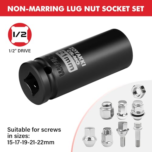 ZOYAKKI 4-Piece 1/2 Inch Drive Impact Socket Set,CR-MO Steel 6-Point Deep Socket,Metric 17-19-21-22mm Hexagon Deep Socket Set with Storage Box for Repair Mechanic Garage - Image 4