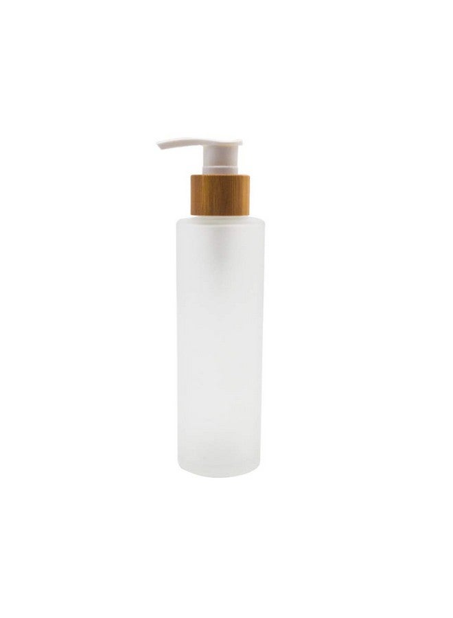 SYBL 1Pc 120Ml/4Oz Empty Refillable Frosted Glass Pump Press Bottle Makeup Cosmetic Container Packing Jar Vial Holder Pot With Bamboo Pump Head For Lotion Emulsion Essence Shampoo Shower Gel Toiletries - Image 1