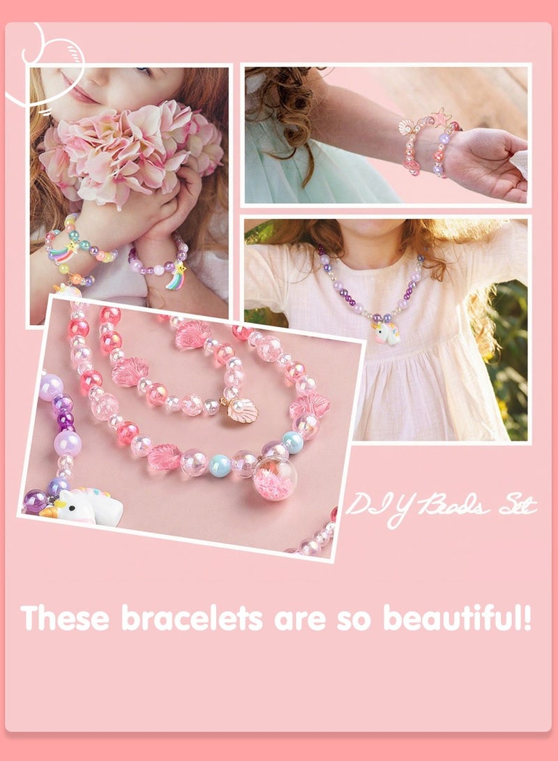 625 Piece Bead Set for Bracelets - 24 Colours Sea Theme Craft Set, Bead Set Children from 4 Years and Adults Including Jewellery Accessories for Threading | DIY Bracelet Making Kit - Image 5