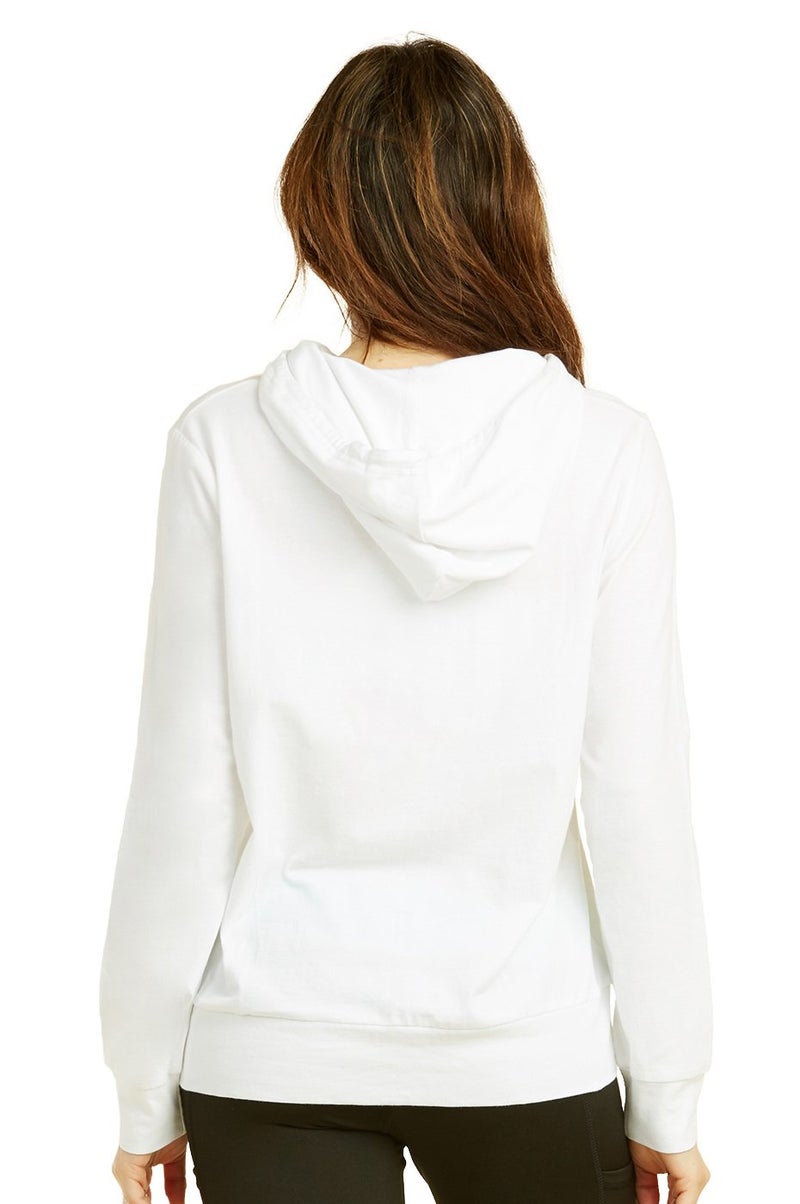 Sofra Women's Thin Cotton Pullover Hoodie Sweater (M, White) - Image 2