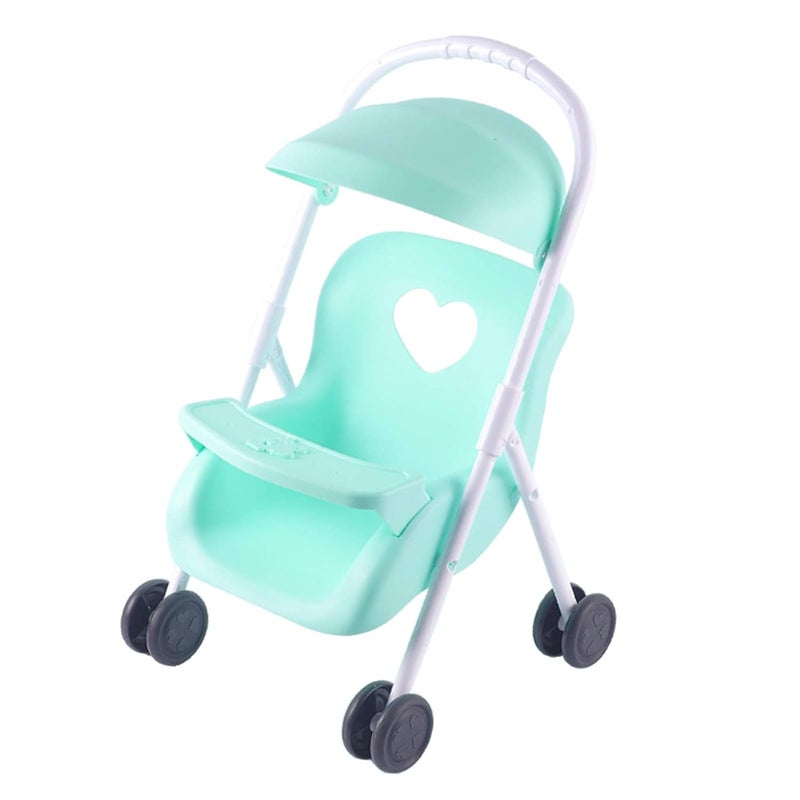 klarako Easy Fold Infant Dolls Stroller Plastic Mini Pushchair Toy for Toddlers Kids - Grass Green, 25x26x42cm - Image 5