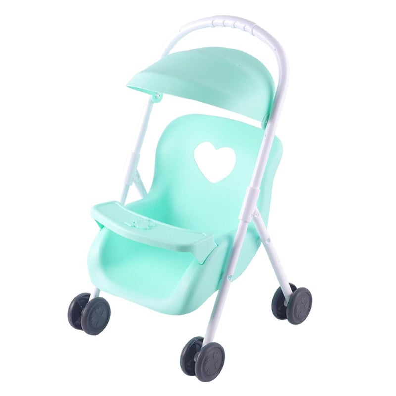 klarako Easy Fold Infant Dolls Stroller Plastic Mini Pushchair Toy for Toddlers Kids - Grass Green, 25x26x42cm - Image 1