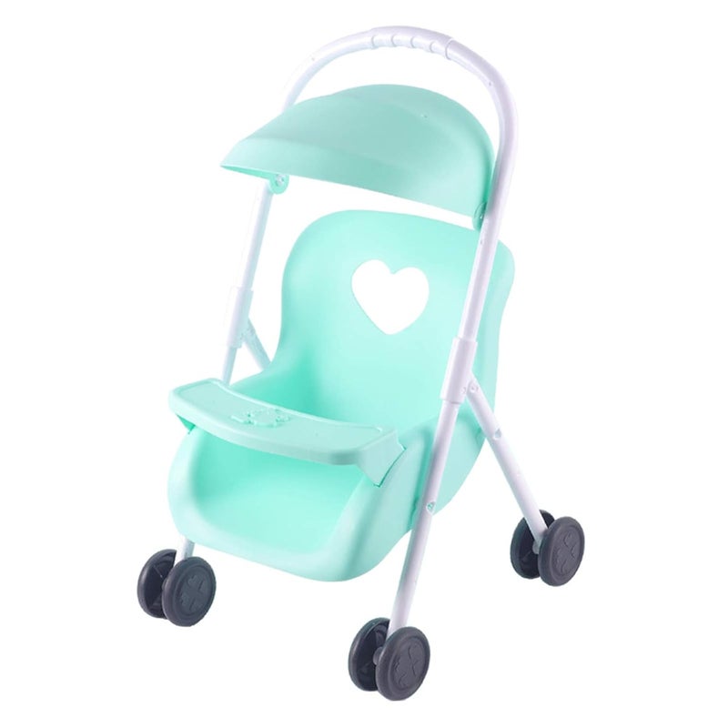 klarako Easy Fold Infant Dolls Stroller Plastic Mini Pushchair Toy for Toddlers Kids - Grass Green, 25x26x42cm - Image 3