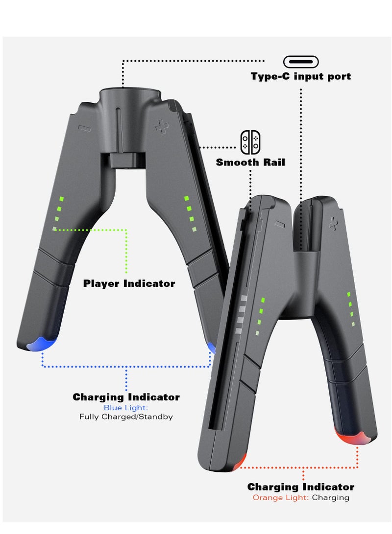 Beauenty 4 in 1 Joycon Charger Grip for Nintendo Switch / OLED, Joy-Con Charging / Comfort Grip / Storage, Controller Holder for Switch Joycon / 3rd Party Joypad - Image 4