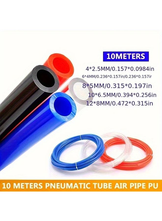 Blue Black Orange Polyurethane Pneumatic Hose 6mm OD 4mm ID 10m Hydraulic Industrial - Image 1