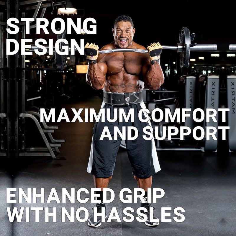 Schiek Sports Schiek Sport Model 415 Power Lifting Fingerless Gloves - Durable Weight Lifting Grip Gloves - Image 2