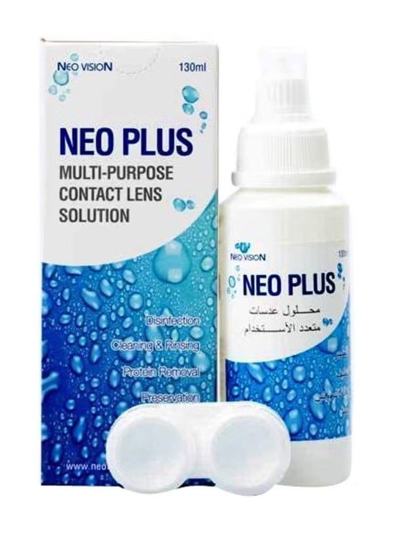 neo plus 130ml multi-purpose contact lens solution with lens case - Image 1