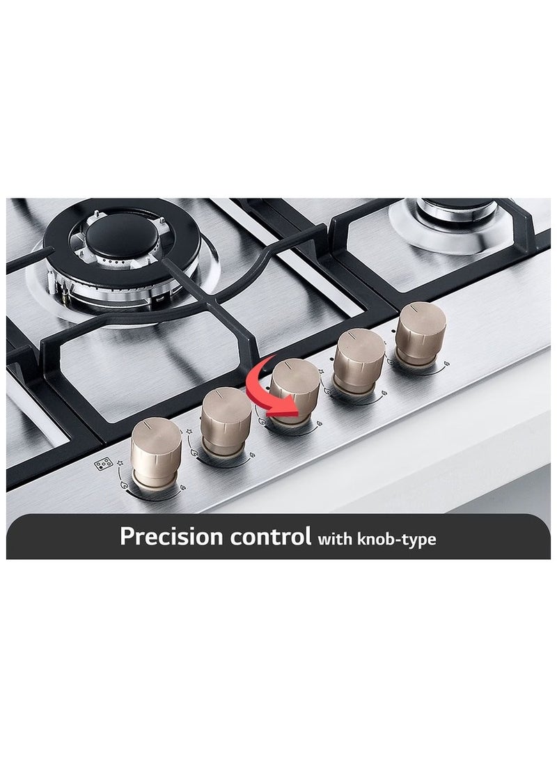 LG Built-in Gas Hob, 90CM, 5 Burners, Silver - CG5Z3626S.CSTZEEC CG5Z3626S.CSTZEEC silver - Image 3