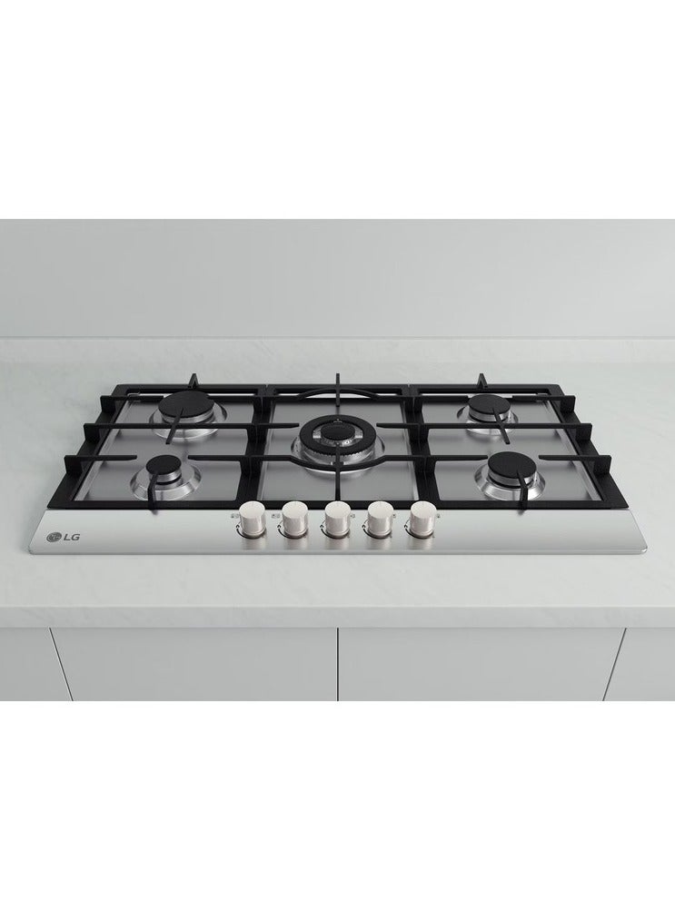 LG Built-in Gas Hob, 90CM, 5 Burners, Silver - CG5Z3626S.CSTZEEC CG5Z3626S.CSTZEEC silver - Image 2