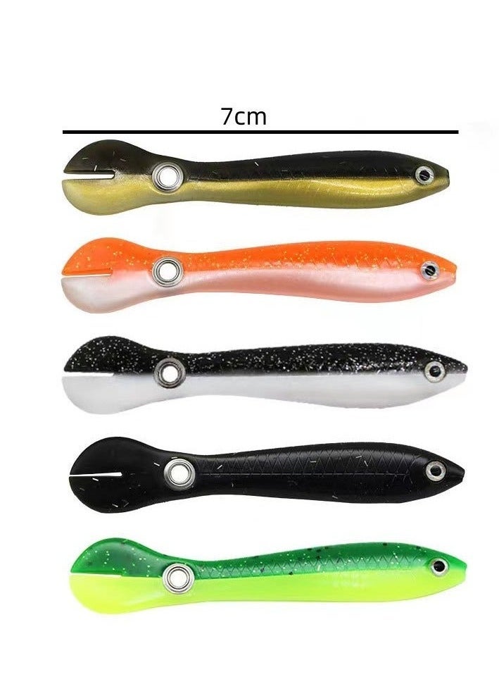 5 Pcs Soft Bionic Swimming Fishing Lures Loach Artificial Bait with Rotating Spins Tail Slow Sinking Bass Swimbaits Simulation Saltwater Freshwater Fake Baits for Pike Trout