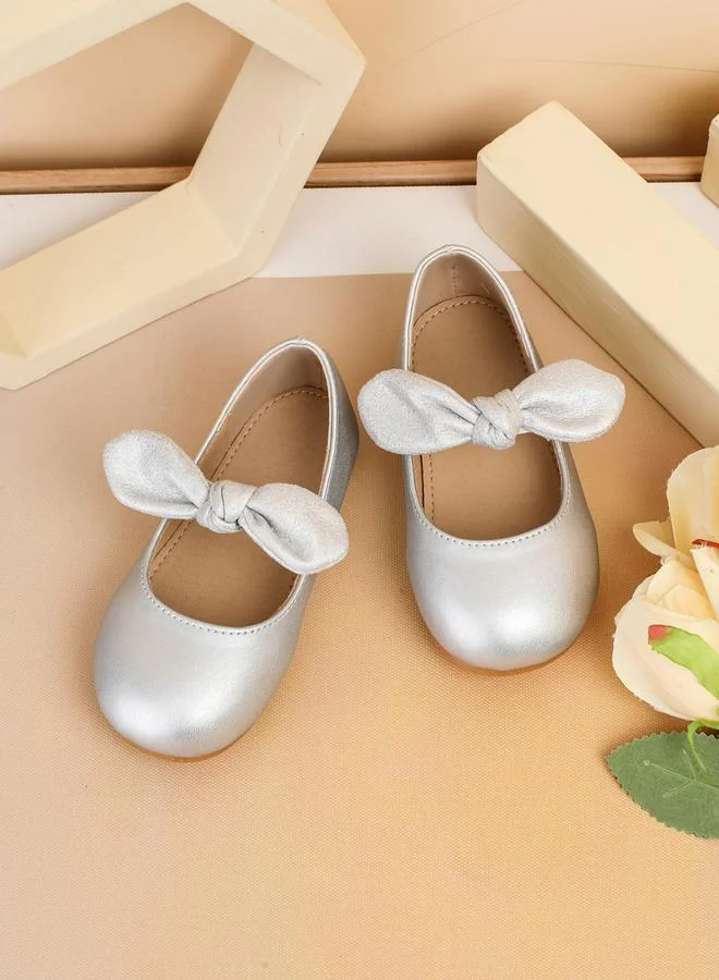 Take Two Girls Silver Bow Decoration Ballerina Shoes
