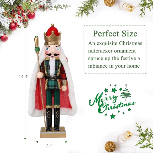 Vipush Christmas Wooden Nutcracker Soldier - 15 Inch The King in a Cloak Style Figure Ornament Desktop Xmas Puppet Decor Doll Pendant for Party Store Home - Image 4