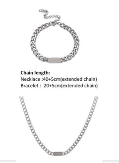 ماركة غير محددة 2 قطع سريعة نيكلاس و bracelet chain set cool sweater chain for men and women jewelry gift for lover and friend  - Image 5
