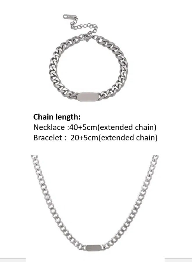 2 قطع سريعة نيكلاس و bracelet chain set cool sweater chain for men and women jewelry gift for lover and friend  - Image 5