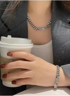 ماركة غير محددة 2 قطع سريعة نيكلاس و bracelet chain set cool sweater chain for men and women jewelry gift for lover and friend  - Image 4
