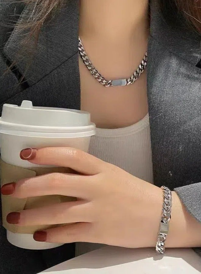 2 قطع سريعة نيكلاس و bracelet chain set cool sweater chain for men and women jewelry gift for lover and friend  - Image 4