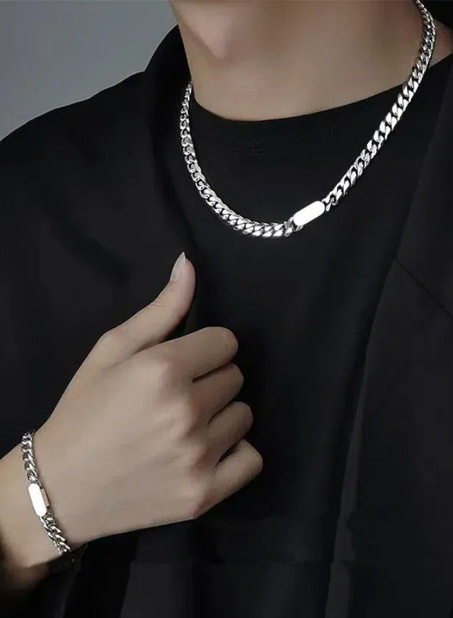 2 قطع سريعة نيكلاس و bracelet chain set cool sweater chain for men and women jewelry gift for lover and friend  - Image 1