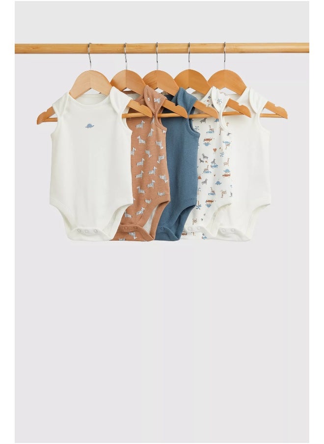 mothercare Zebra Sleeveless Bodysuits - 5 Pack  - Image 1